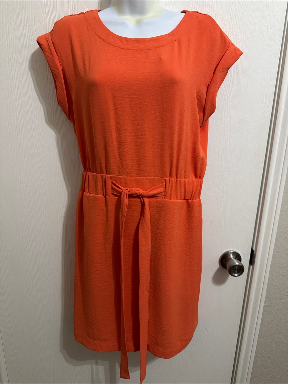 Calvin Klein Summer Bright Orange Short Sleeve Sheath Dress Women's 2 Career